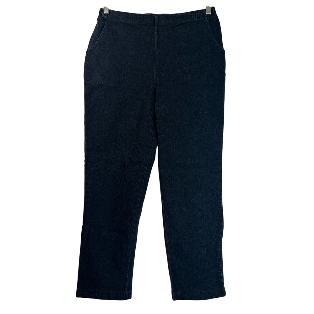 Croft & Barrow Womens Large Short Dark Wash Elastic Waist Pull On Denim Pants